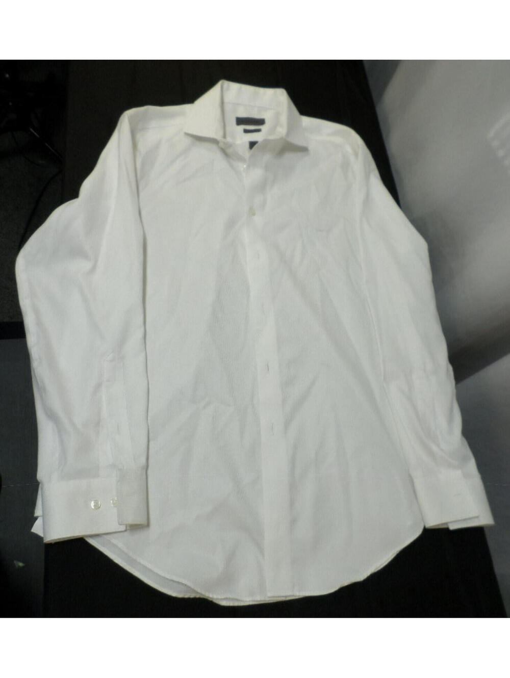 DESIGNER CK CALVIN KLEIN SLIM FIT LONG SLEEVE BUTTON WHITE SHIRT SIZE 16 32-33